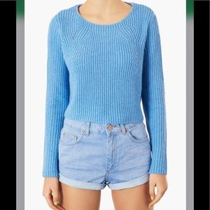 Topshop light blue ribbed crop sweater